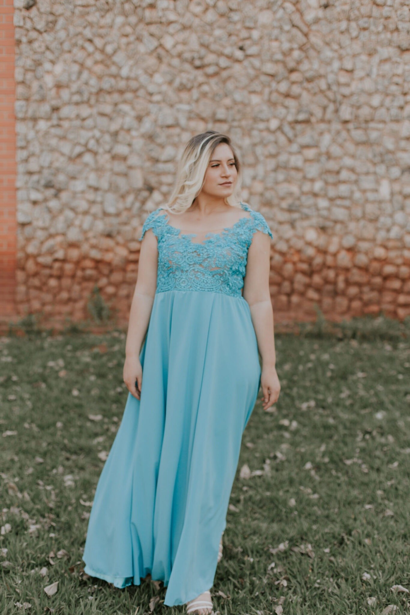 "Vestido de madrinha azul Tiffany  elegante" - Imagem 4