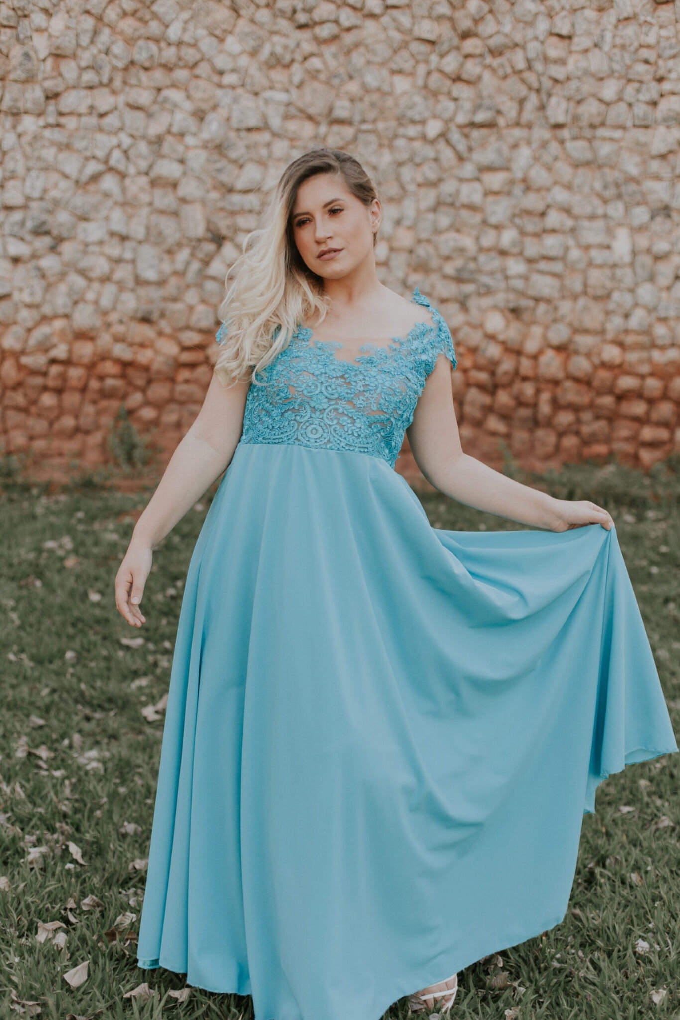 "Vestido de madrinha azul Tiffany  elegante" - Imagem 2