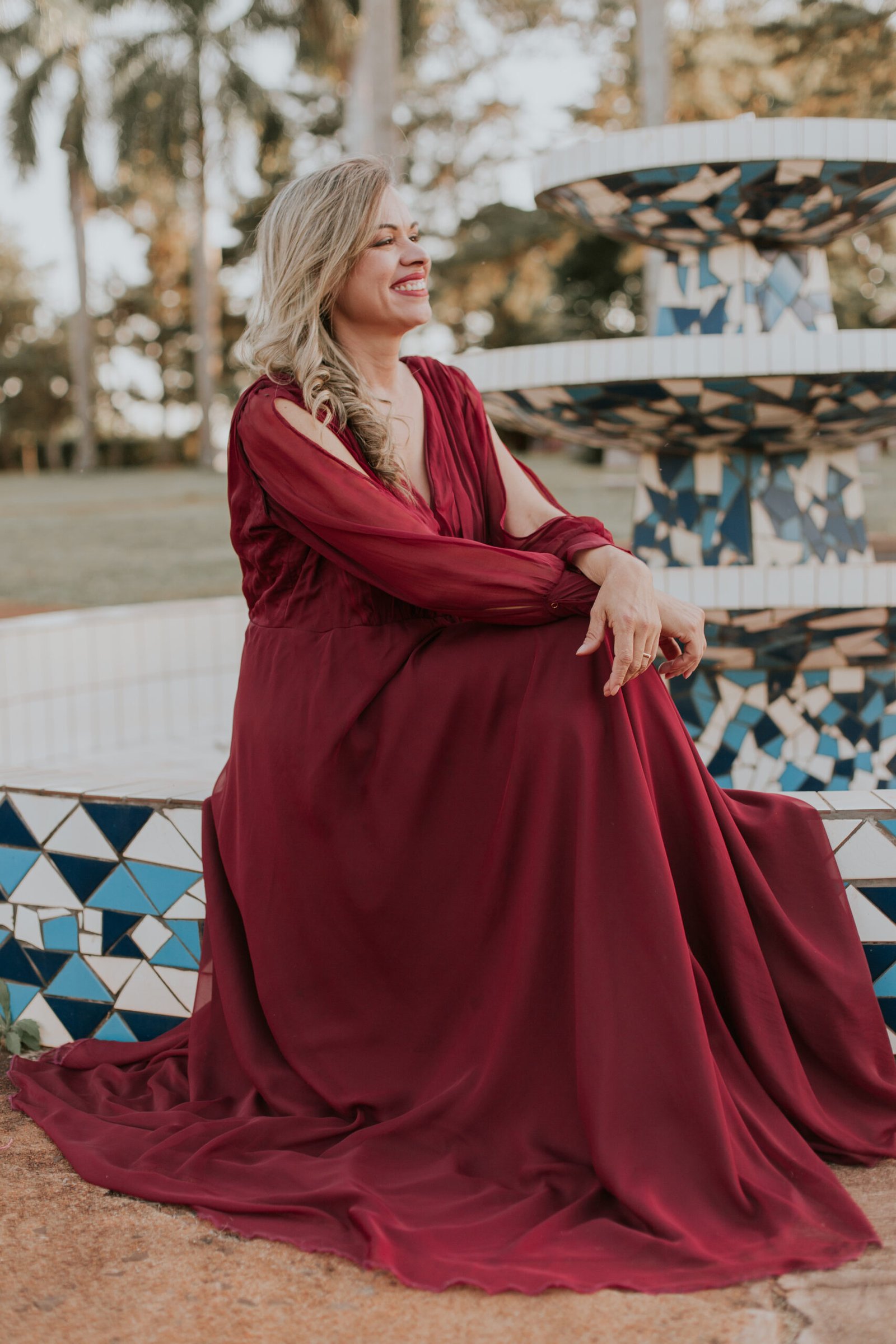 Vestido de Madrinha Marsala grapiado