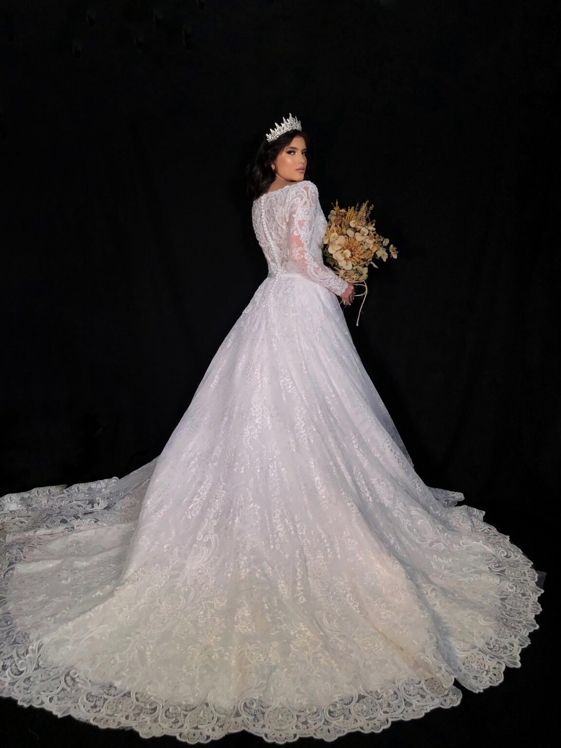 Vestido de Noiva Semi sereia  Com Tule bordado - Imagem 7
