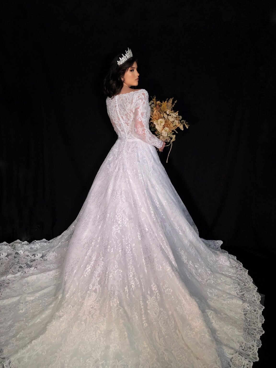 Vestido de Noiva Semi sereia  Com Tule bordado - Imagem 6