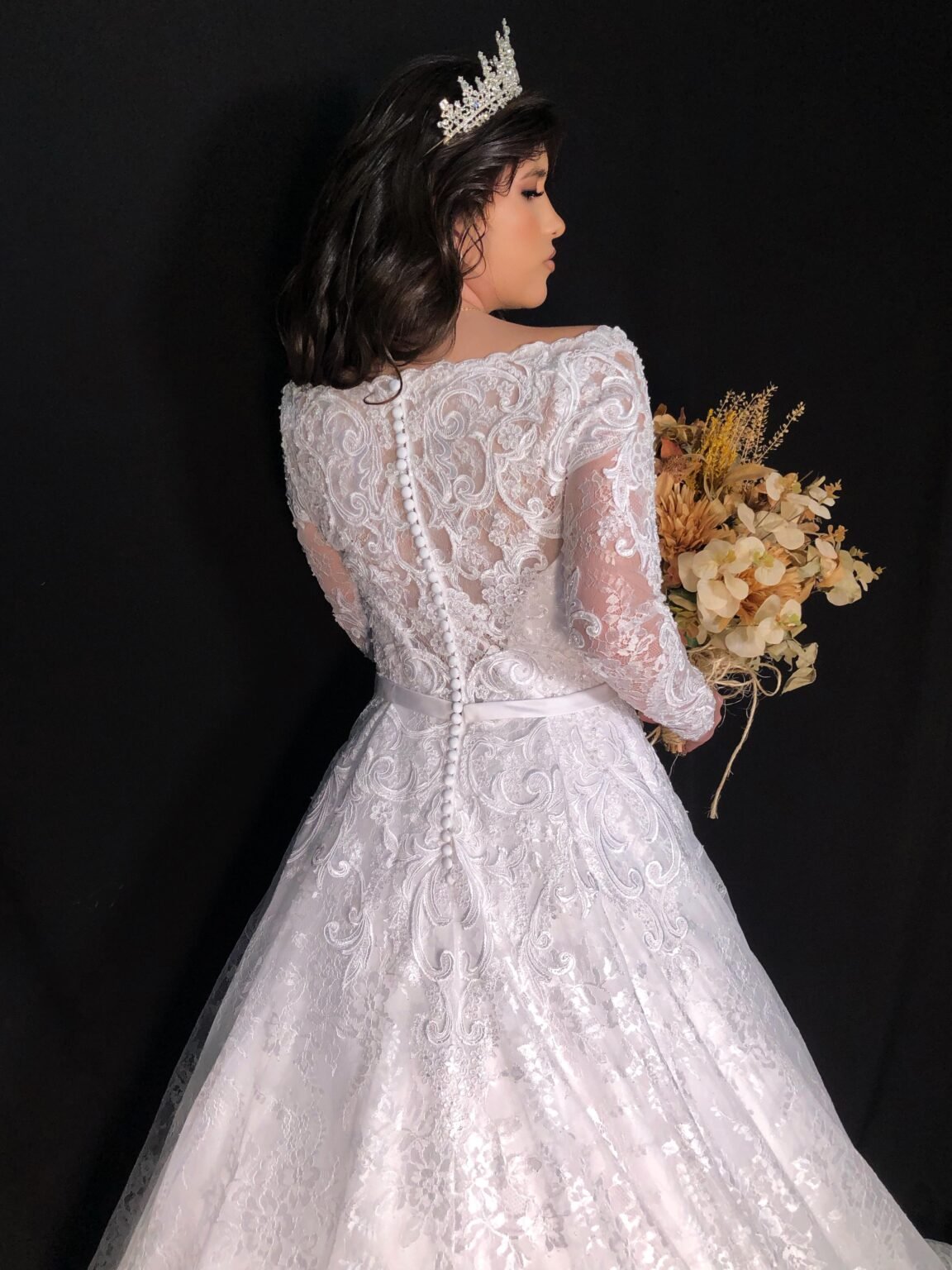 Vestido de Noiva Semi sereia  Com Tule bordado - Imagem 8