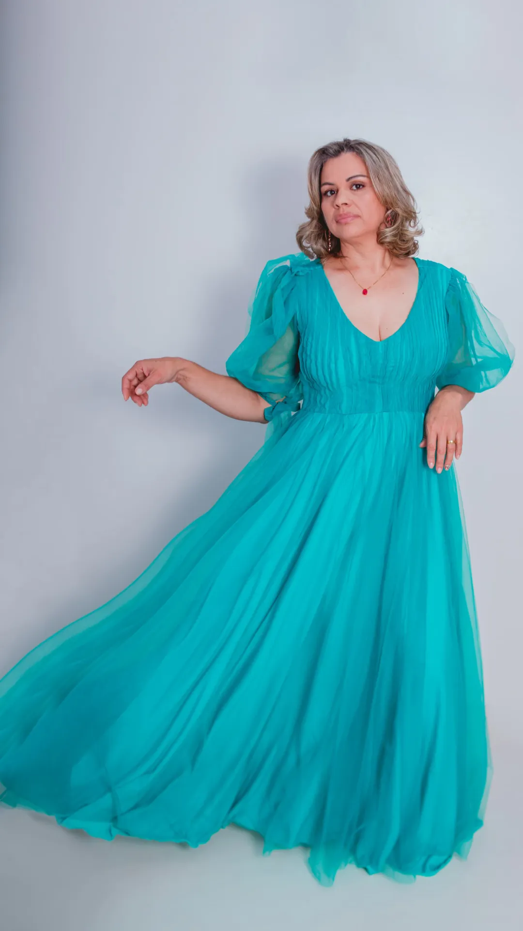 Vestido de Madrinha Azul Aquático