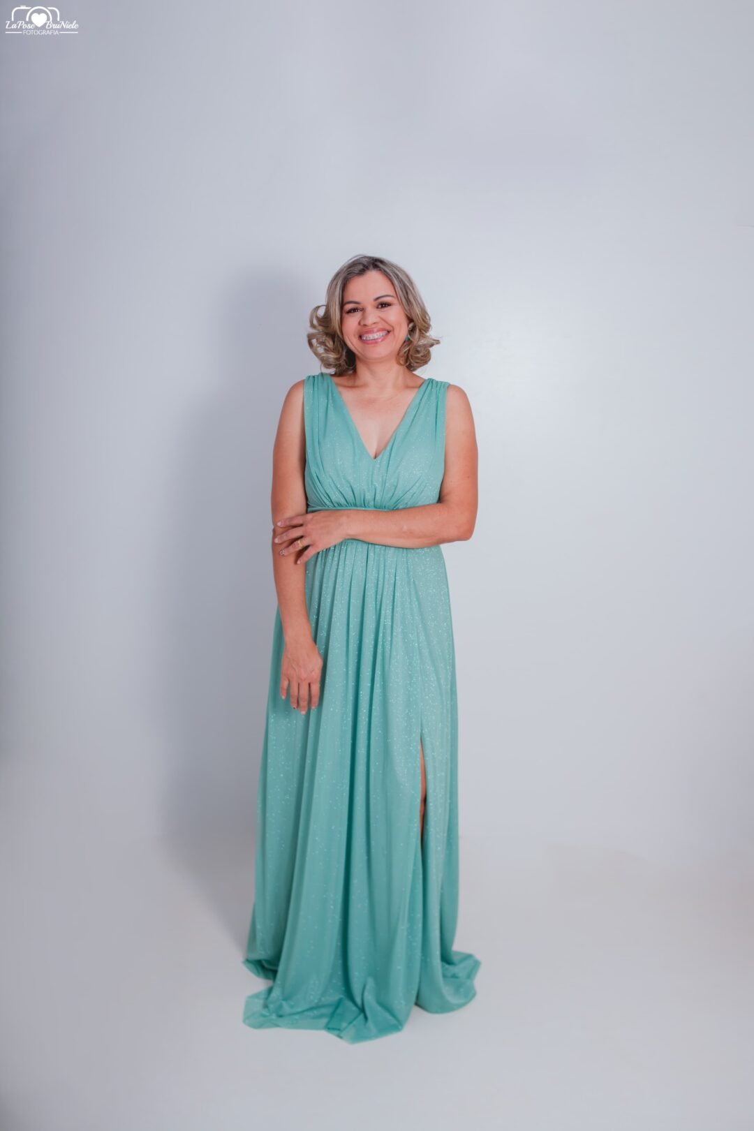 Vestido de Madrinha Azul Turquesa Claro - Imagem 2
