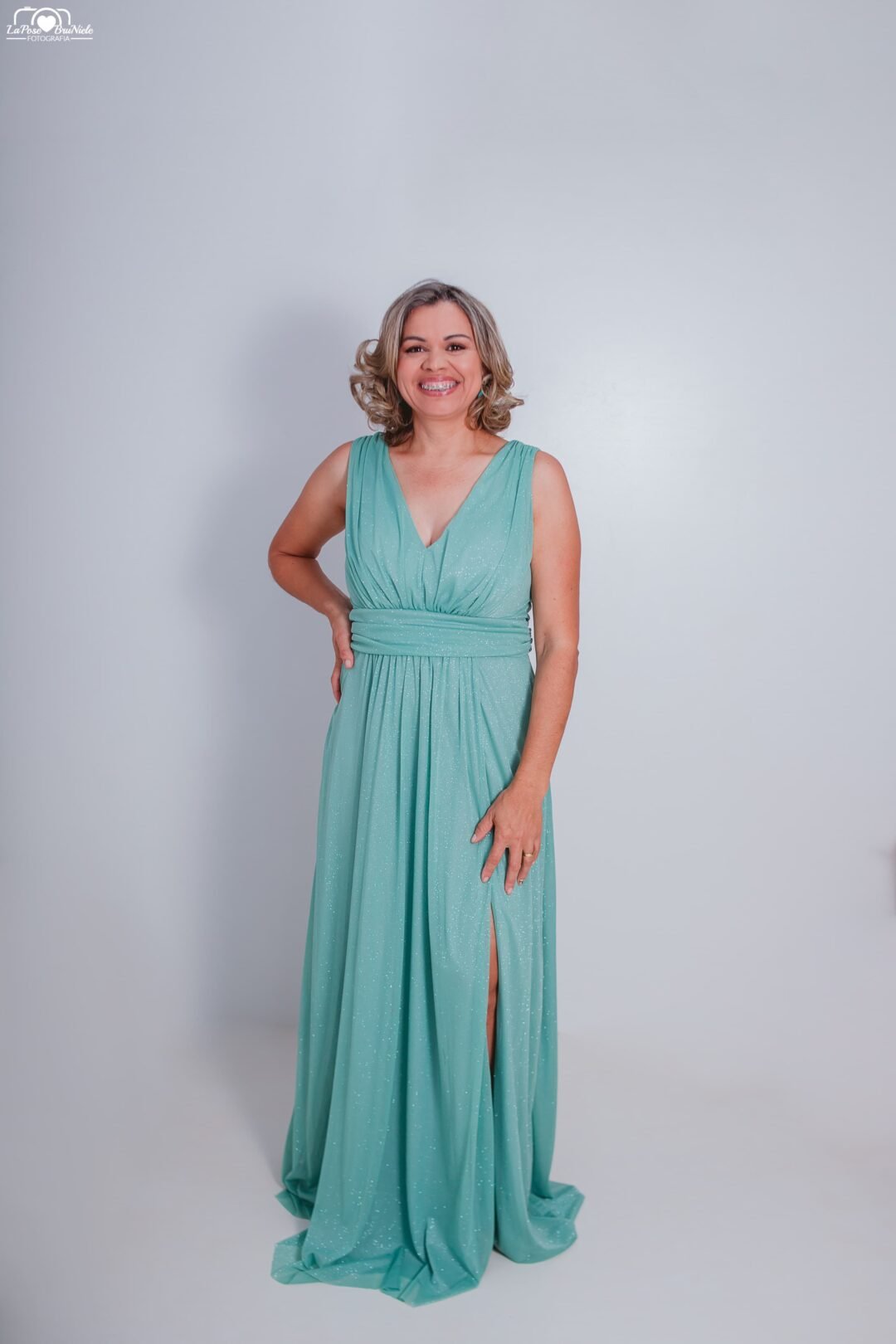 Vestido de Madrinha Azul Turquesa Claro - Imagem 4